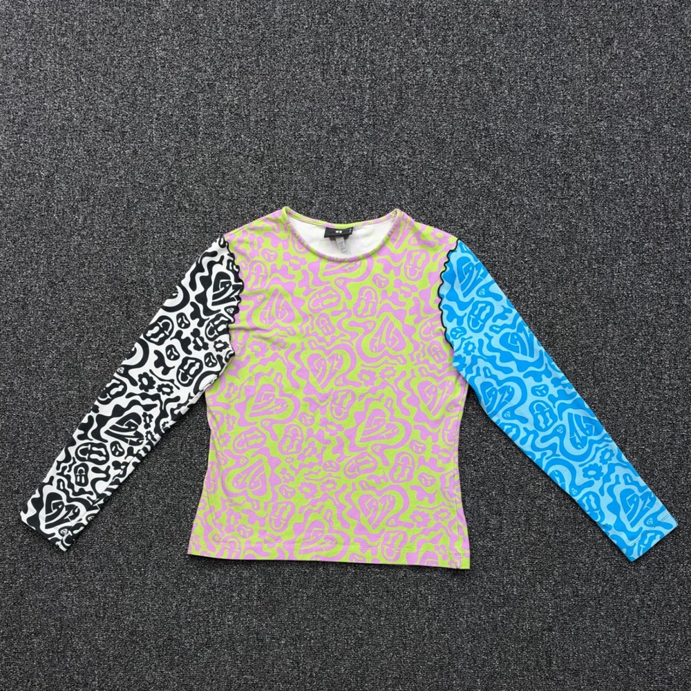 Lazy Oaf Mixed Print Psychedelic Long Sleeve Top Womens US 10 Multi streetwear